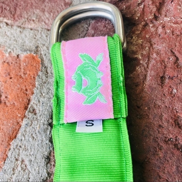 Pink & green preppy ribbon 80's frog belt - Picture 3 of 8
